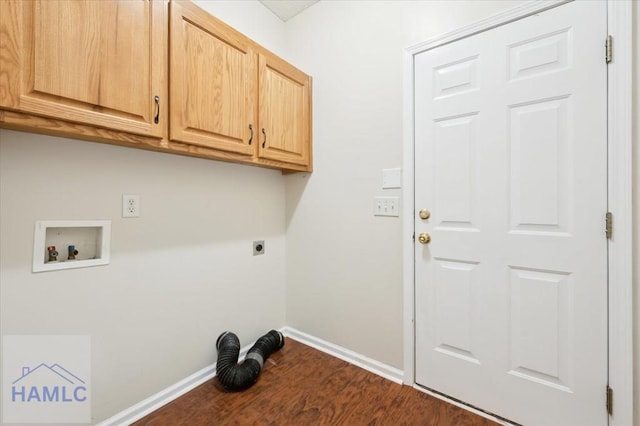 301 Marsh View Dr, Richmond Hill, GA 31324 - laundry room with cabinet space, electric dryer hookup, washer hookup, and dark wood-style floors