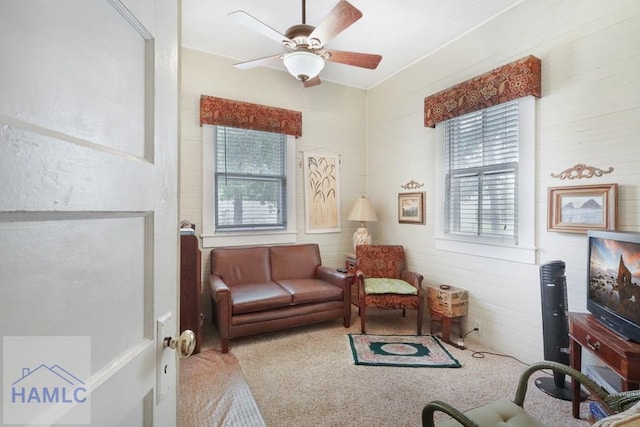 661 E Plum St, Jesup, GA 31546 - living area featuring plenty of natural light, a ceiling fan, and carpet floors
