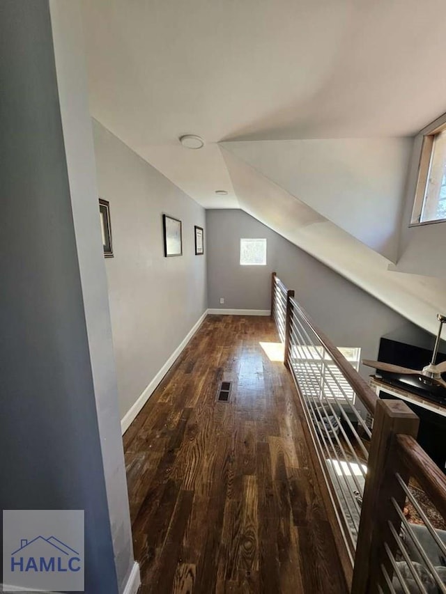 bonus room featuring lofted ceiling and wood-type flooring