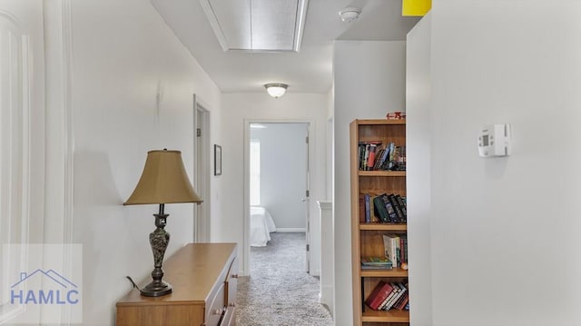 25 Walker Ct, Richmond Hill, GA 31324 - hall featuring carpet floors and attic access