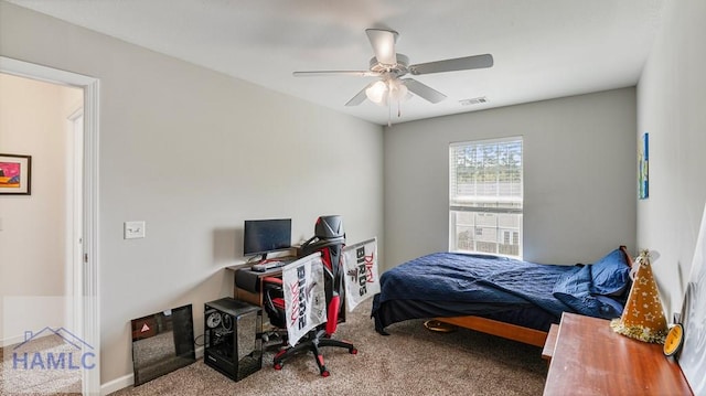 25 Walker Ct, Richmond Hill, GA 31324 - bedroom with carpet flooring, visible vents, and a ceiling fan