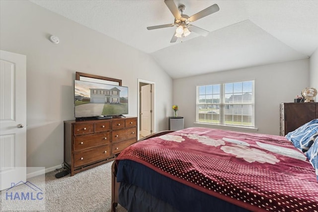 263NE Summer Hill Dr, Ludowici, GA 31316 - bedroom featuring carpet flooring, vaulted ceiling, baseboards, and a ceiling fan