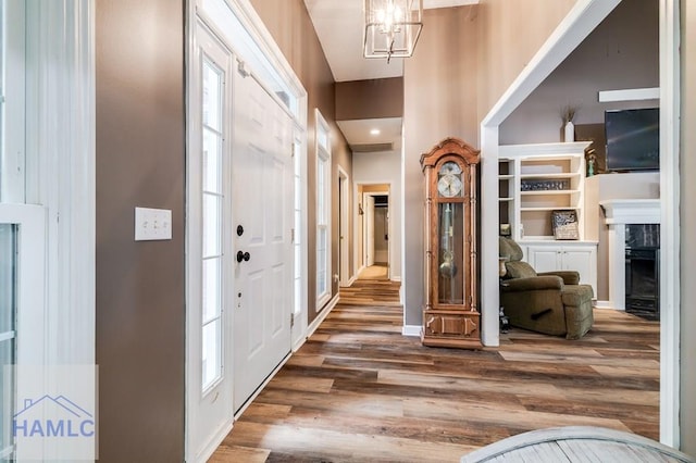 202 Red Bluff Cir, Rincon, GA 31326 - foyer featuring wood finished floors and a premium fireplace