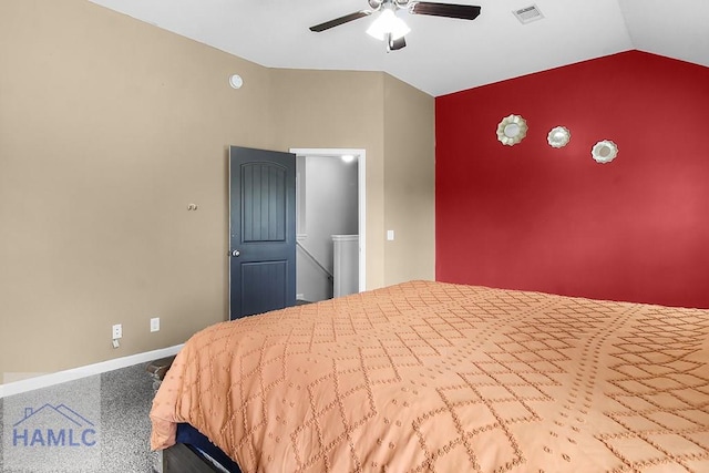 134 Dove Run Dr NE, Ludowici, GA 31316 - bedroom featuring vaulted ceiling, ceiling fan, and carpet