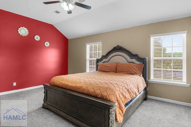 134 Dove Run Dr NE, Ludowici, GA 31316 - bedroom with carpet, vaulted ceiling, and a ceiling fan