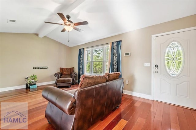 1019 Bacon Rd, Hinesville, GA 31313 - living area with wood finished floors, a ceiling fan, and baseboards