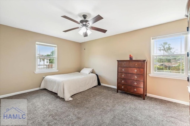 1019 Bacon Rd, Hinesville, GA 31313 - carpeted bedroom featuring multiple windows, baseboards, and ceiling fan
