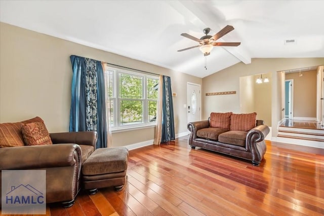 1019 Bacon Rd, Hinesville, GA 31313 - living room with hardwood / wood-style flooring, ceiling fan, and baseboards