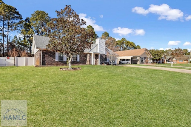 view of front of home with a front lawn