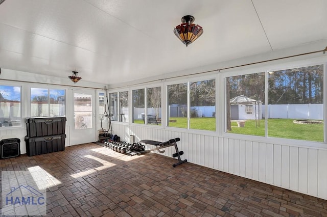 view of unfurnished sunroom