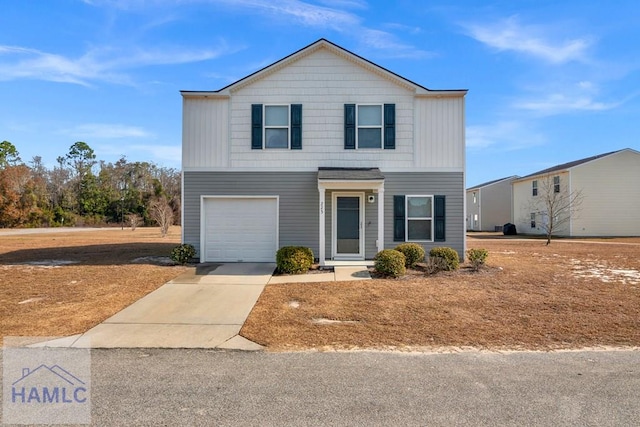 view of property with a garage