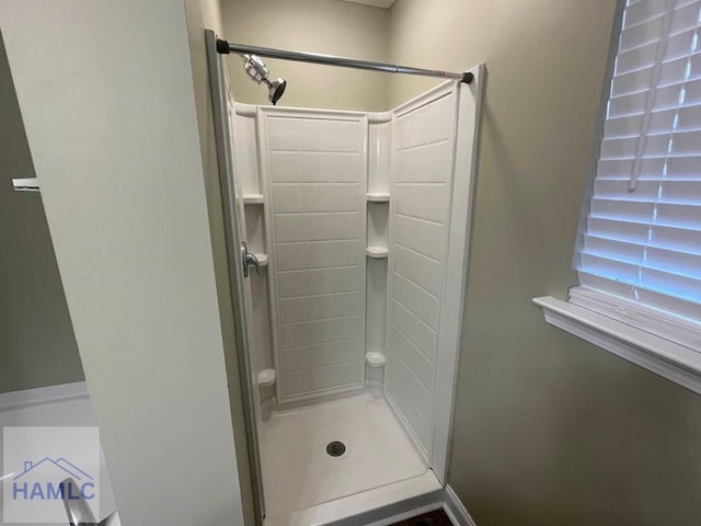 bathroom with a shower