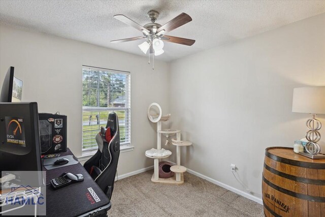 128 W Kenny Dr, Hinesville, GA 31313 - office with healthy amount of natural light, carpet, ceiling fan, and a textured ceiling