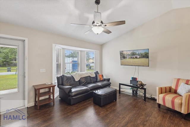 128 W Kenny Dr, Hinesville, GA 31313 - living area with wood finished floors, lofted ceiling, healthy amount of natural light, and ceiling fan