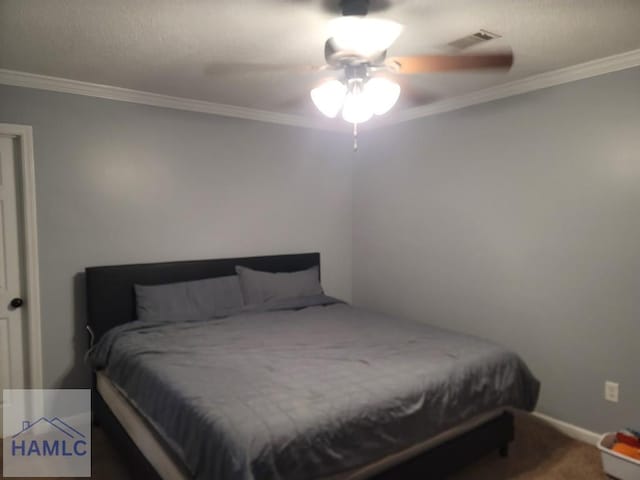 1441 Coalition Cir, Hinesville, GA 31313 - carpeted bedroom with crown molding and ceiling fan