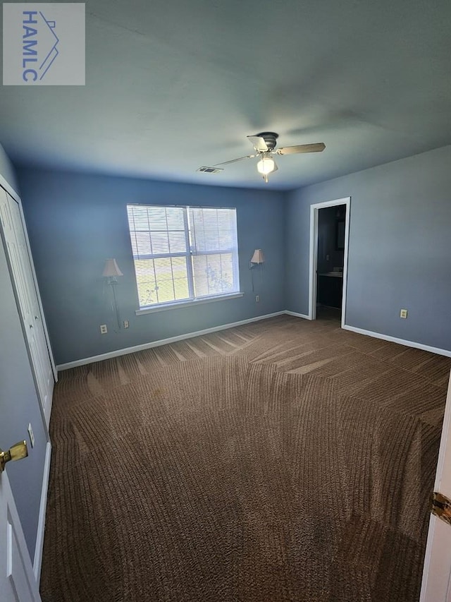 1302 Loblolly Dr, Hinesville, GA 31313 - unfurnished bedroom featuring carpet, a closet, and a ceiling fan