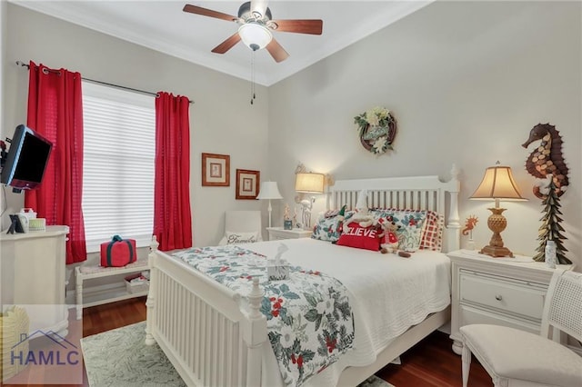 655 Littlefield St, Jesup, GA 31546 - bedroom featuring crown molding, wood finished floors, and ceiling fan