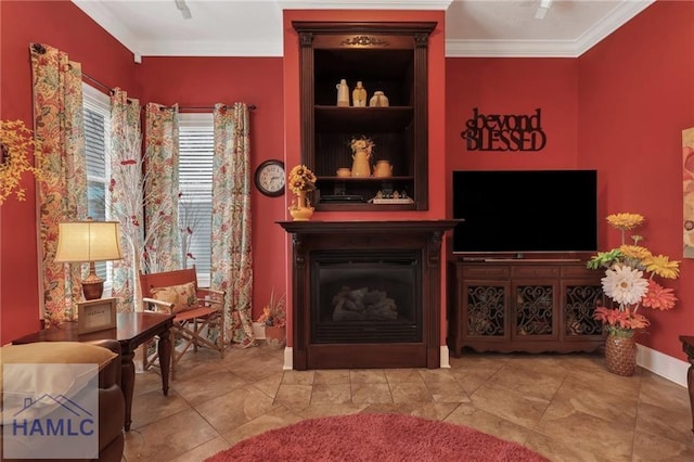 655 Littlefield St, Jesup, GA 31546 - sitting room featuring a fireplace, crown molding, and baseboards