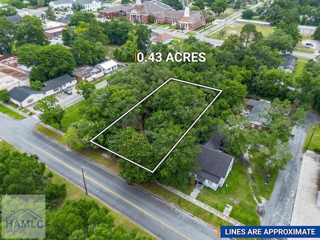 229 Broad St, Jesup, GA 31545 - aerial perspective of suburban area with property parcel outlined