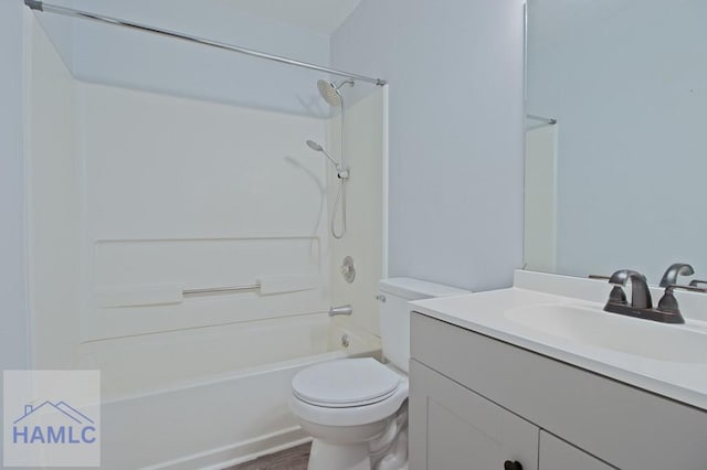 776 Madison Dr, Hinesville, GA 31313 - full bathroom featuring vanity, toilet, bathing tub / shower combination, and wood finished floors