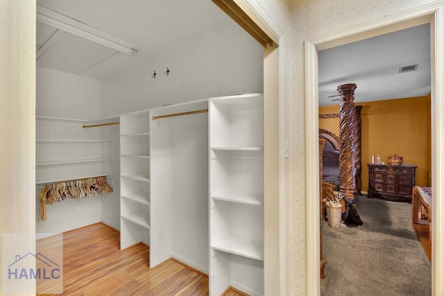 spacious closet featuring wood-type flooring