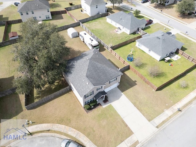 aerial view featuring a residential view