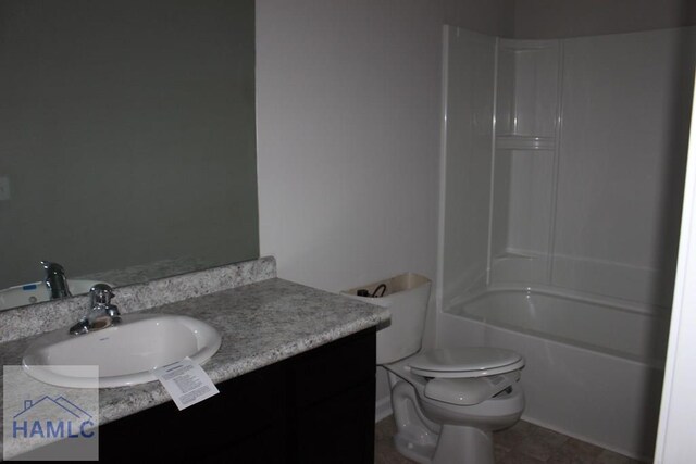 full bathroom featuring vanity, toilet, and shower / bath combination