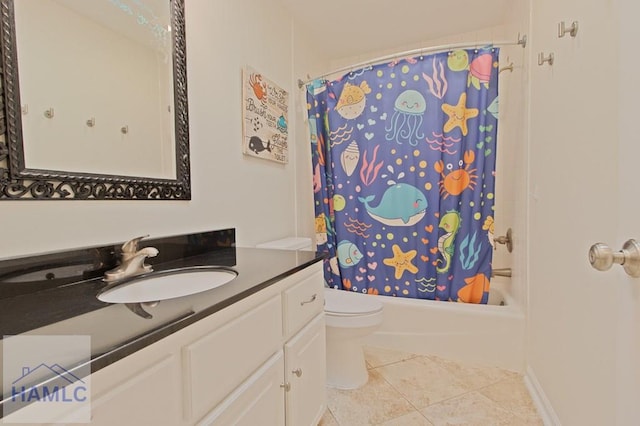 435 Arlington Dr, Hinesville, GA 31313 - full bathroom featuring toilet, tile patterned floors, vanity, and shower / bath combo