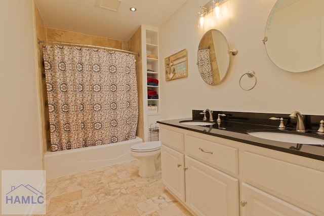 435 Arlington Dr, Hinesville, GA 31313 - full bathroom with toilet, shower / bath combo, double vanity, and a sink