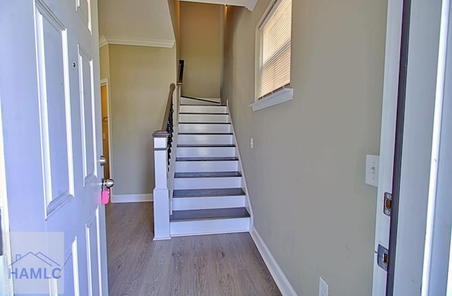 587 Fairview Cir, Hinesville, GA 31313 - foyer entrance featuring wood finished floors, baseboards, and stairway