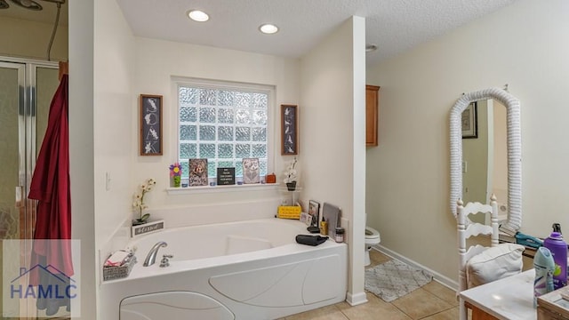 705 S 11th St, Jesup, GA 31545 - full bath featuring a bath, tile patterned flooring, vanity, an enclosed shower, and recessed lighting