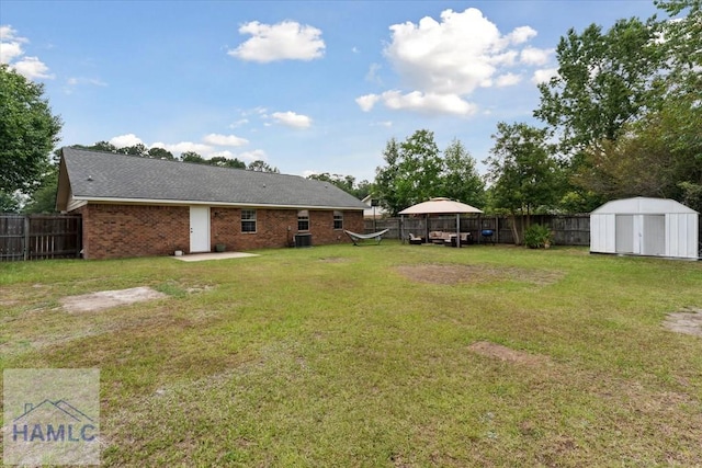 1105 Apache Aly, Hinesville, GA 31313 - fenced backyard featuring a storage unit and a carport