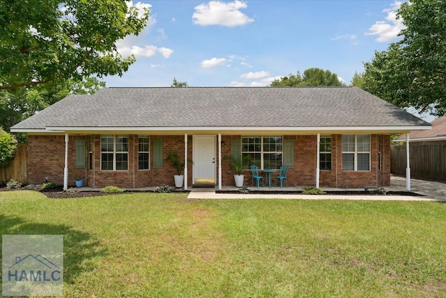 1105 Apache Aly, Hinesville, GA 31313 - ranch-style house with covered porch, roof with shingles, and brick siding