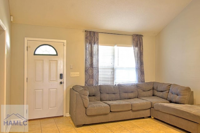 living room featuring light tile patterned floors