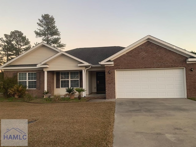 single story home with a garage