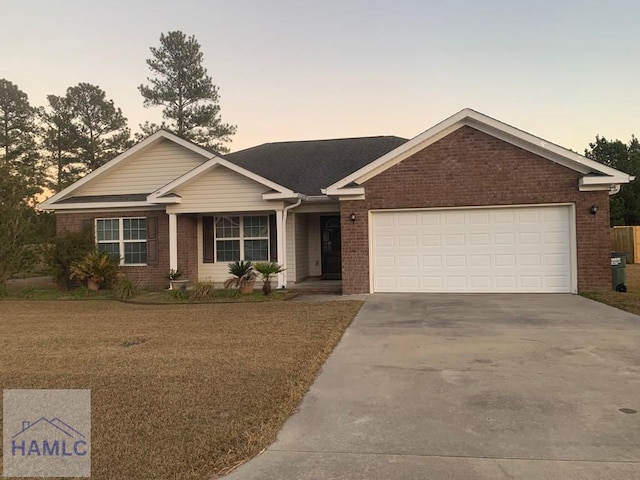 single story home with a garage