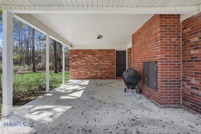 view of patio with area for grilling