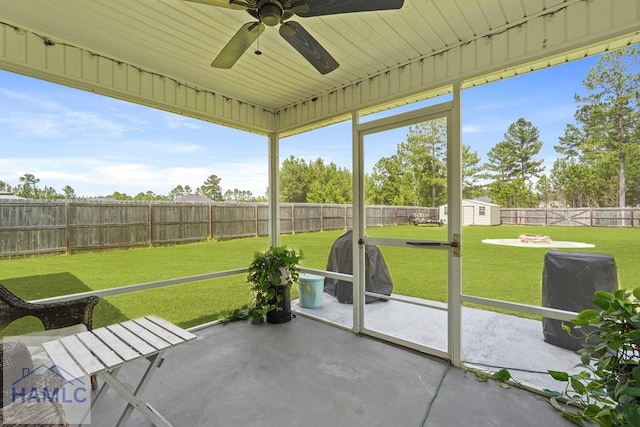 138 Forest St NE, Ludowici, GA 31316 - sunroom featuring a ceiling fan