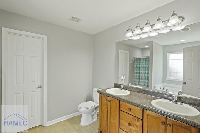 138 Forest St NE, Ludowici, GA 31316 - bathroom with double vanity, a bath, and curtained shower