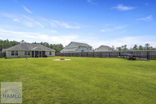 138 Forest St NE, Ludowici, GA 31316 - fenced backyard featuring a fire pit