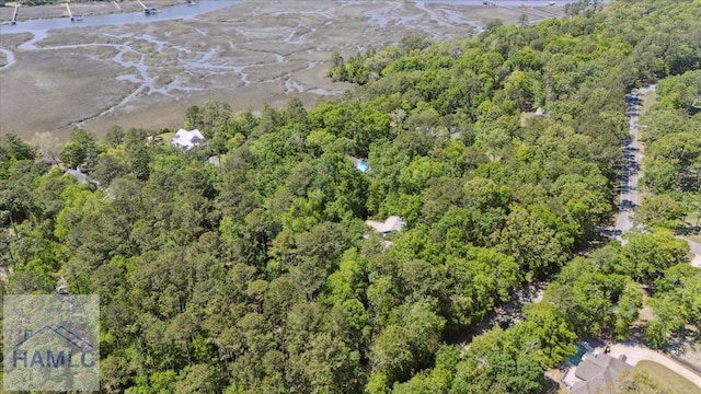aerial view featuring a forest view