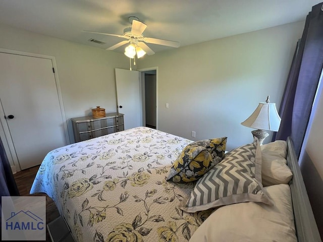 3520 Waycross Hwy, Jesup, GA 31545 - bedroom with dark wood-style flooring and a ceiling fan