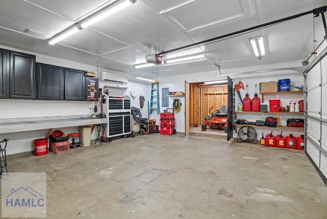 96 Palm Tree Pl, Jesup, GA 31545 - garage with a wall mounted AC, electric panel, and a garage door opener