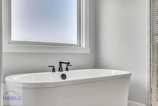 full bathroom with a freestanding tub
