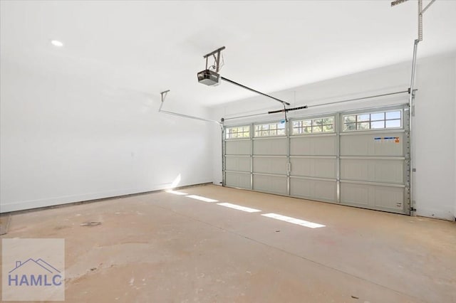 garage with a garage door opener