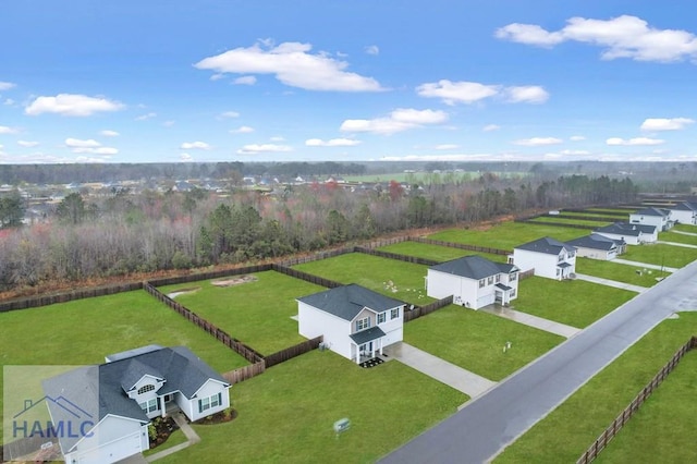 birds eye view of property featuring a rural view