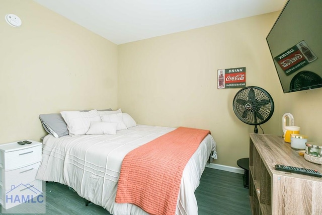 bedroom featuring dark wood-type flooring