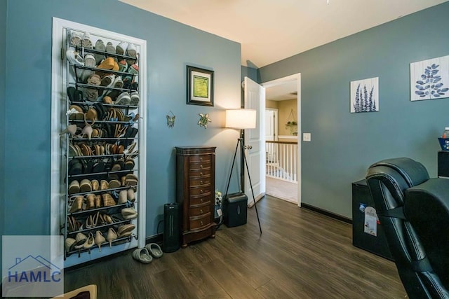 office area featuring dark hardwood / wood-style floors