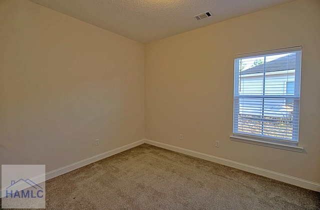 empty room featuring carpet flooring and a textured ceiling