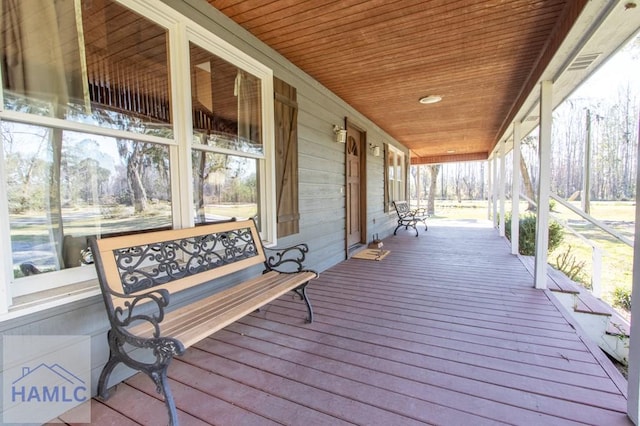 wooden deck with a porch